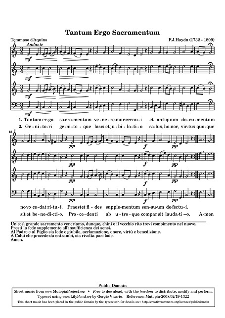 Tantum Ergo Sacramentum SATB, Voz - Partituras - Cantorion - Partituras ...